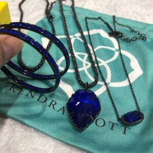 Kendra Scott Cobalt Blue Teardrop Pendant Necklaces Set
